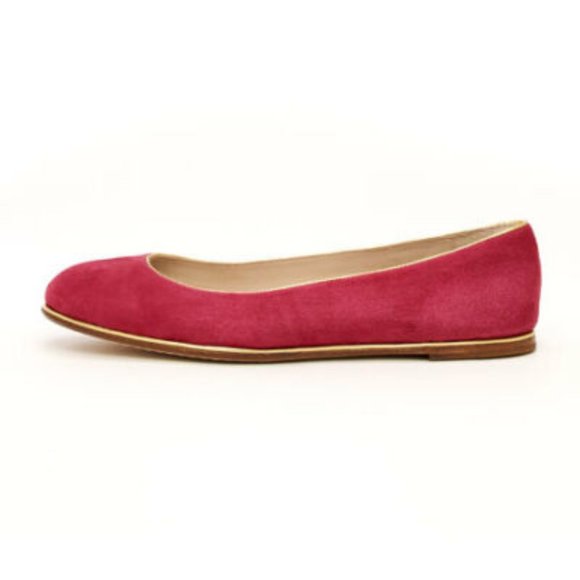 Michael Kors Odell Peony Suede Fuchsia Pink Gold Flats Shoes 7 - Picture 1 of 12
